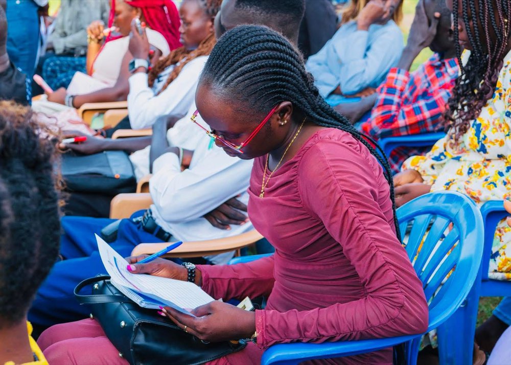 A student taking careful notes